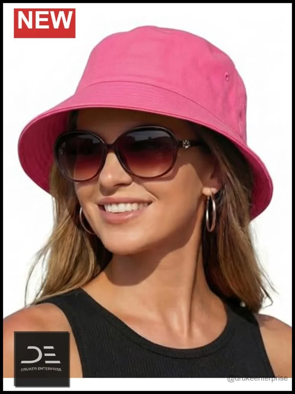 Unisex Cotton Bucket Sun Hat Packable Adjustable Drawstring